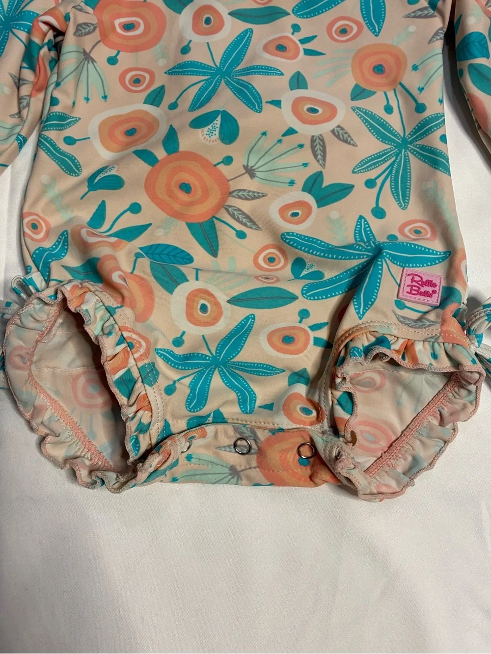 RuffleButts Baby Girl Floral Long Sleeve One Piece Swimsuit 6-12M